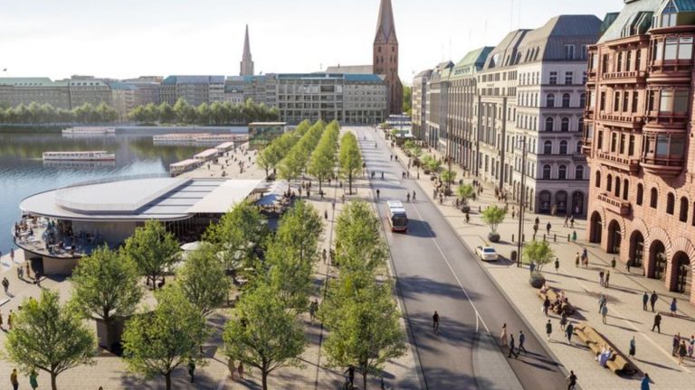 Boulevard an der Alster: Umbau des Jungfernstiegs geht voran und liegt im Zeitplan