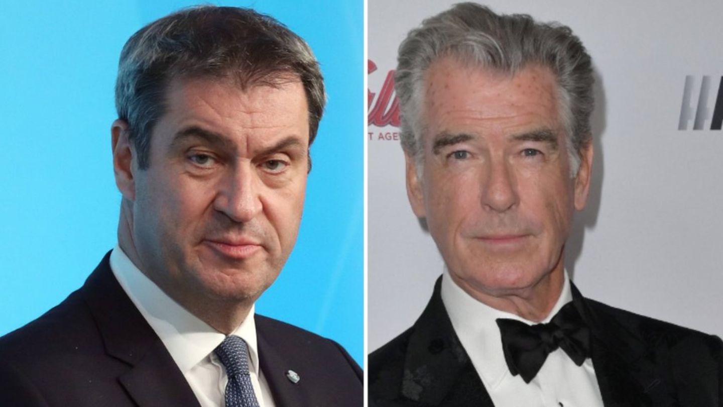 Markus Söder trifft Pierce Brosnan: Ministerpräsident besucht "Cliffhanger 2"-Set